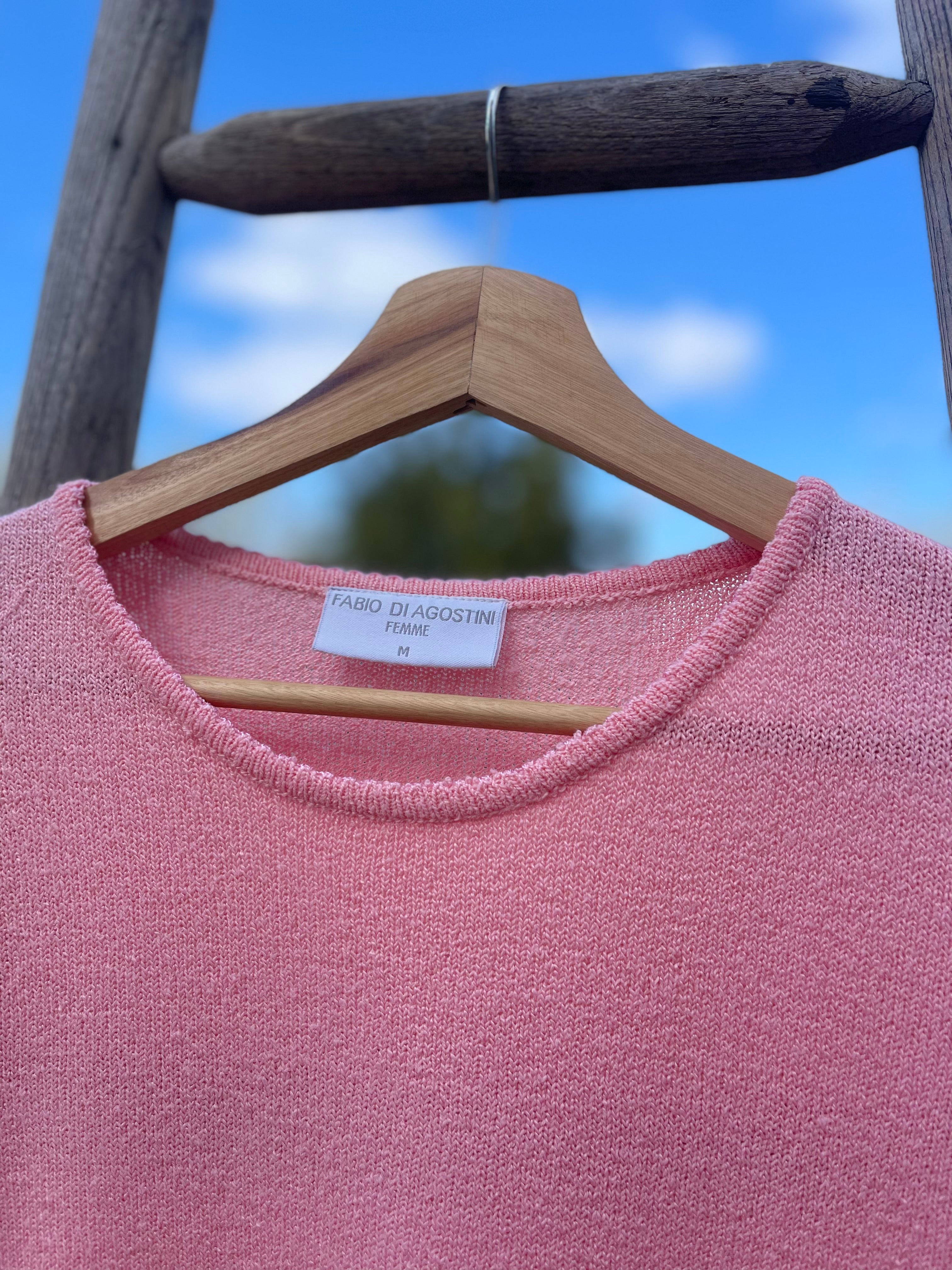 Top vintage rose maille fine – esprit 80s