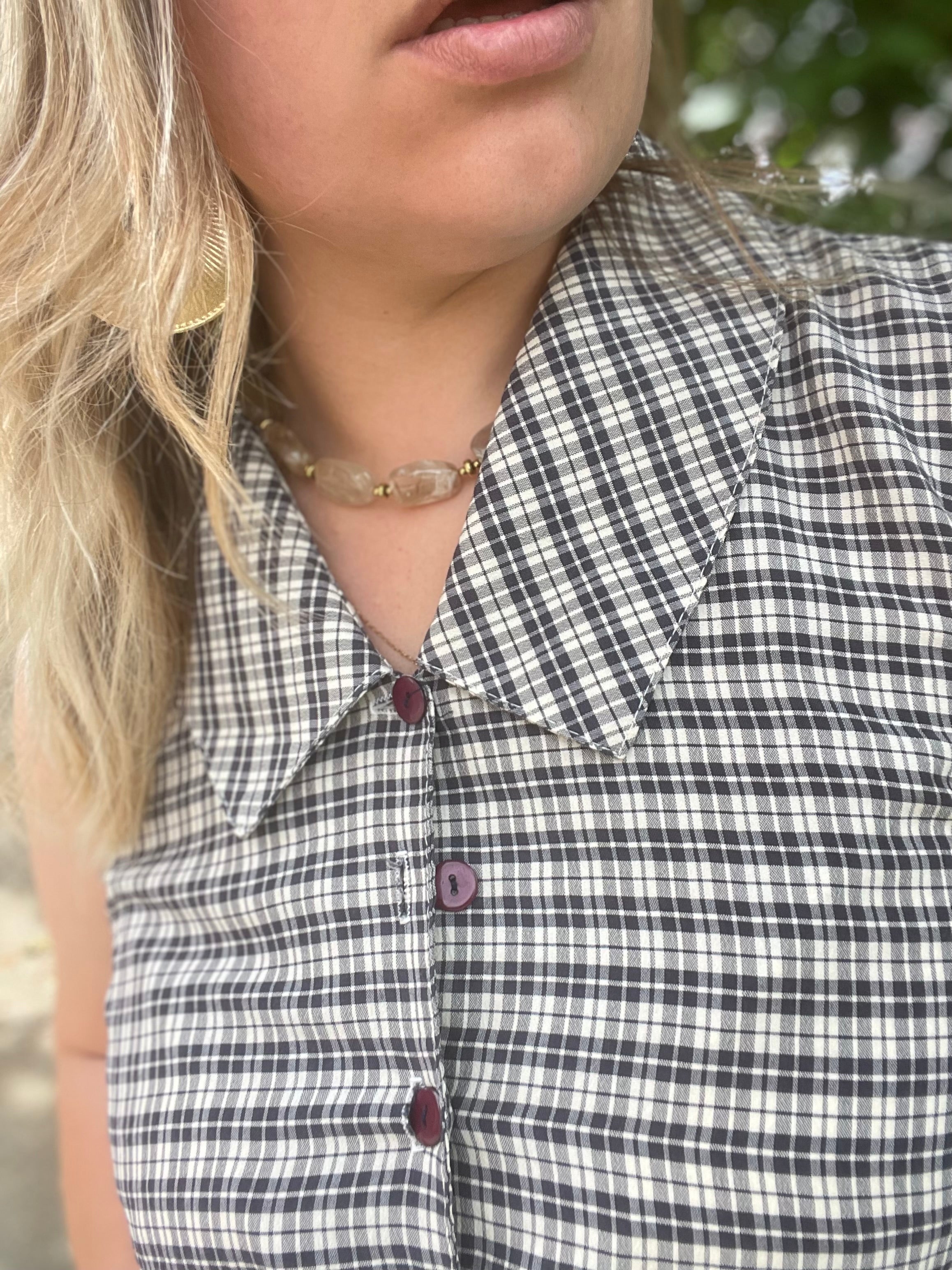 Top noué vintage à carreaux 38