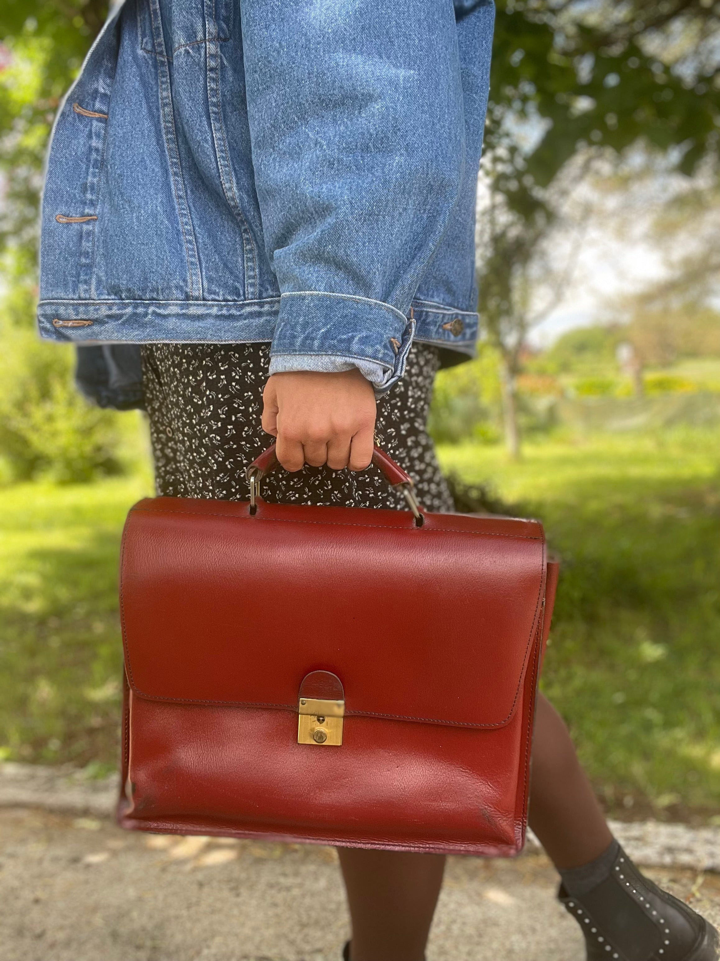 Sac cartable vintage en cuir